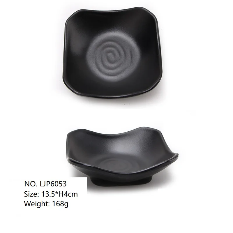 hotel wedding restaurant unbreakable plastic black flower small sushi plates custom melamine plates