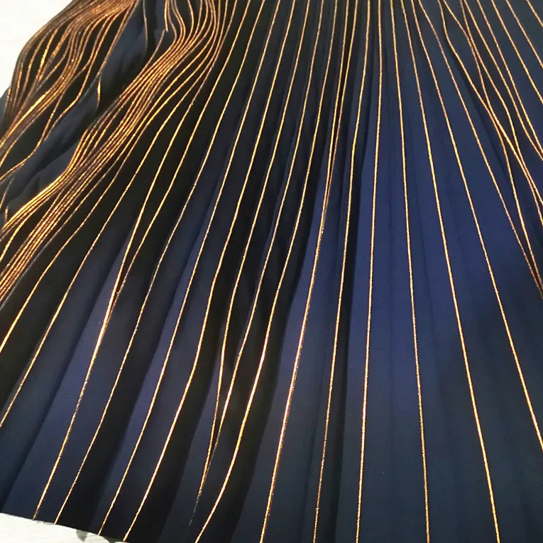 
New style golden edge thick material pleated dress fabric 