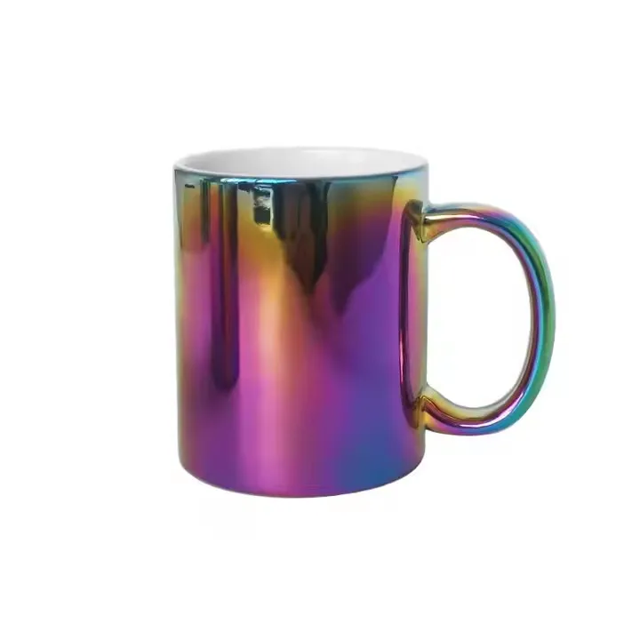 Factory Direct Sales Of 11oz Ceramic Mug With Customizable LoGo Rainbow Plated Cups With LoGo Custom LoGo Printed Coffee Mug