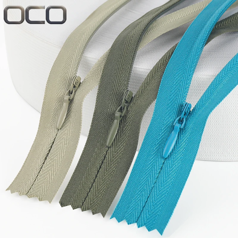 OCO Wholesale stock 32 colors custom sewing zipper concealed 3# invisible zipper hidden zip for dress zippers accessories
