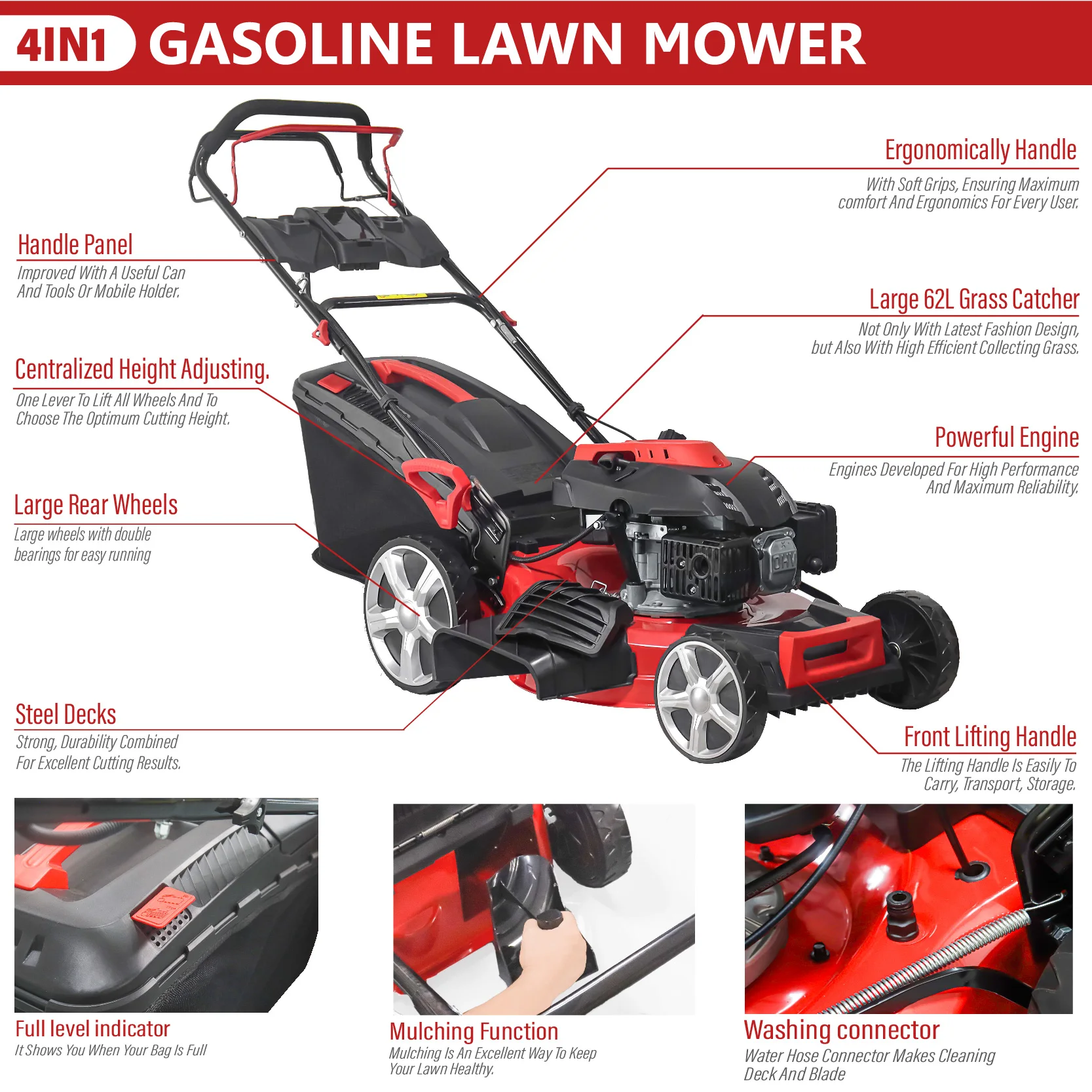 High Quality 4 Stroke Lawnmower Lawn Mowers Electric 3.6kw Lawn Mower Tractor with Grass Cutting
