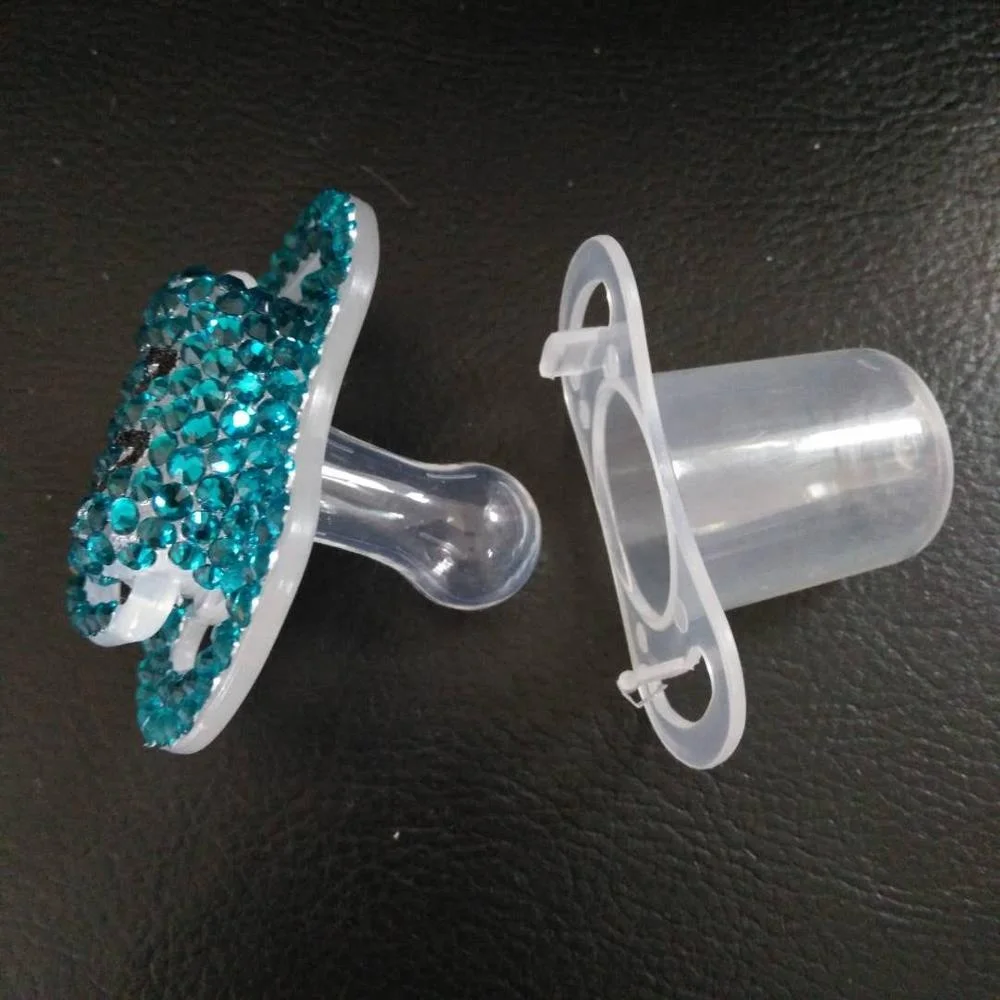 Wholesale Custom Letter Binky Diamond Baby Pacifier Beaded Silicon Baby Sleep Soother for Newborn Shower Gift