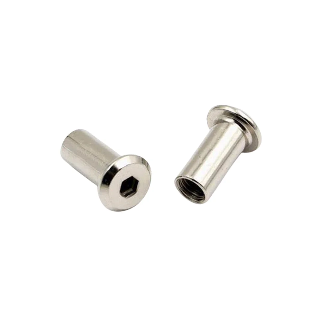 M12 x 1 Iron Plated Nickel Allen Flat Nuts Hex Socket Nut Round Head