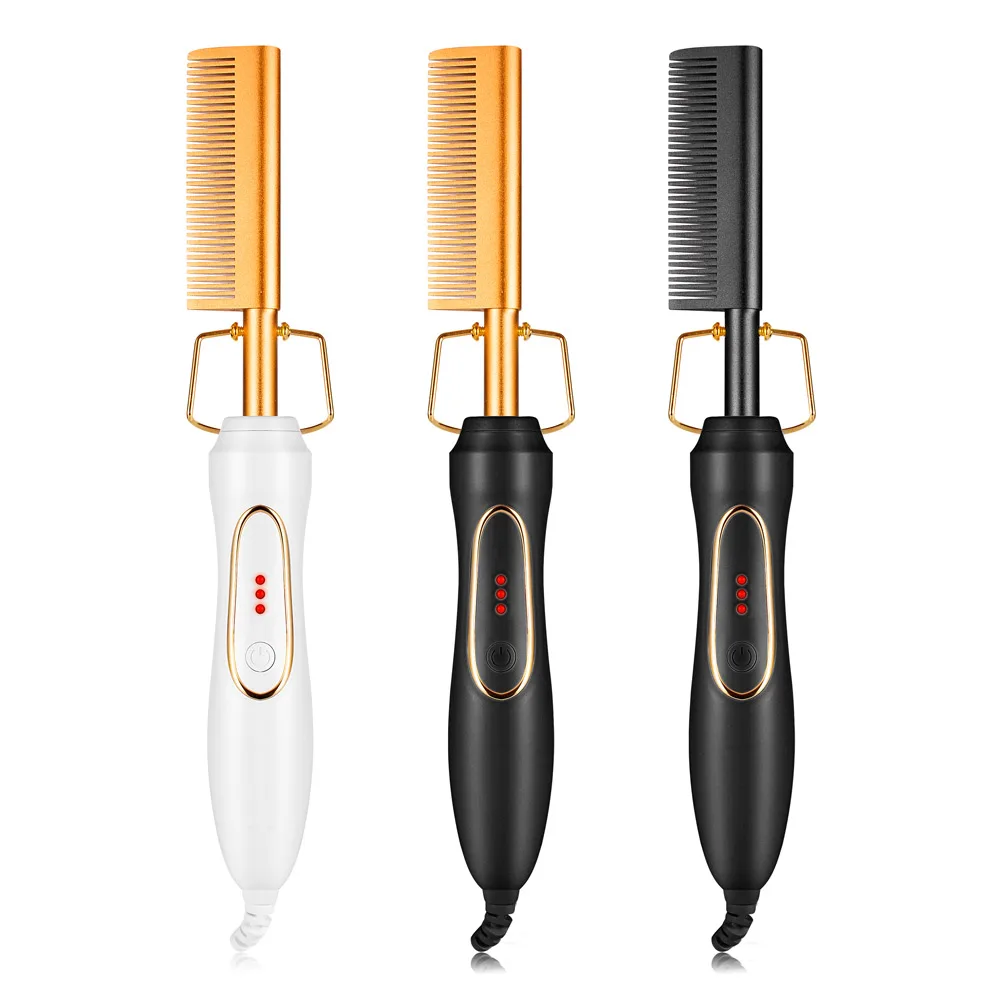 multi tool hot black color high heat electric styling hair hot press comb  hot straightening comb