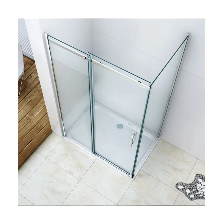 EX-904 2 door luxury sliding straight frame stainless steel shower stall with ABS trays
