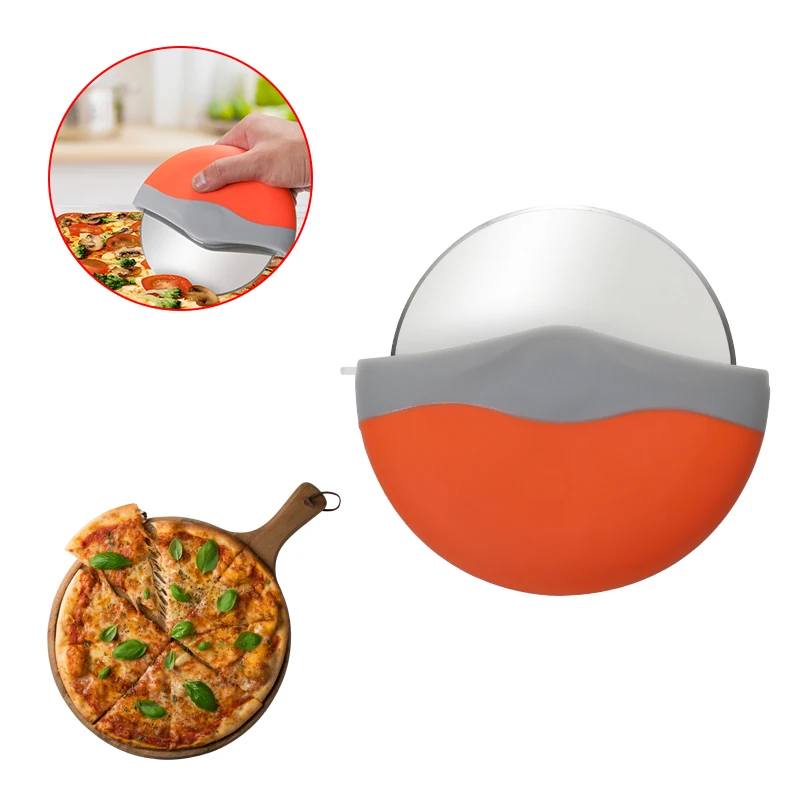 Amazon hot sale protective blade guard safe storage handheld sharp slice pizza wheel cutter with cover