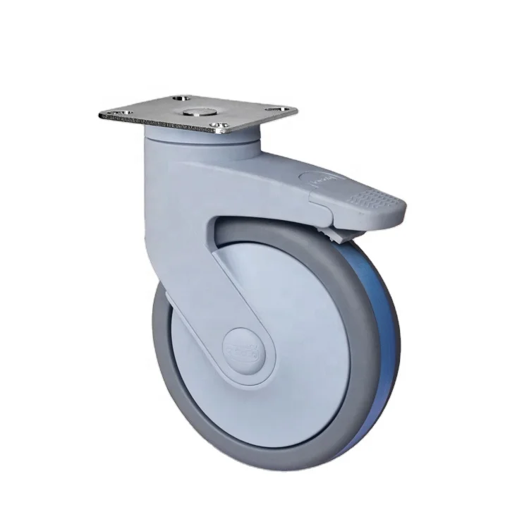 CASCOO 5 Inch Swivel Plate Caster Thermoplastic Rubber Wheels Medical Bed Caster