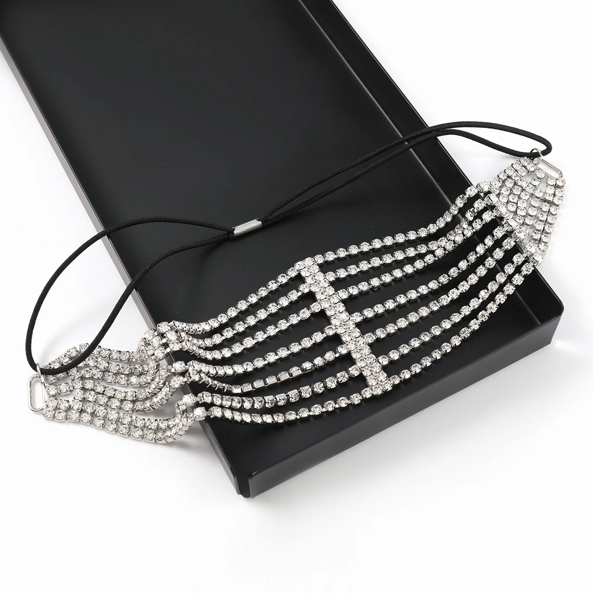 Модные женские аксессуары для волос оптом 2022 трендовые Многослойные инкрустированные стразами из сплава эластичные повязки женщин