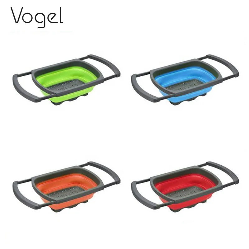 Folding retractable folding drain basket household fruit and vegetable kitchen vegetable washing drain basket