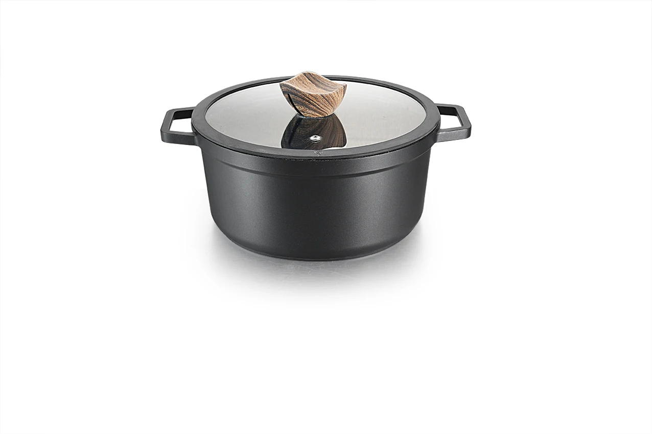 Eco-Friendly Multifunctional Granite Cookware Set with Die-Cast Aluminium Lid Soft Touch Handles for Home Kitchen Cooking