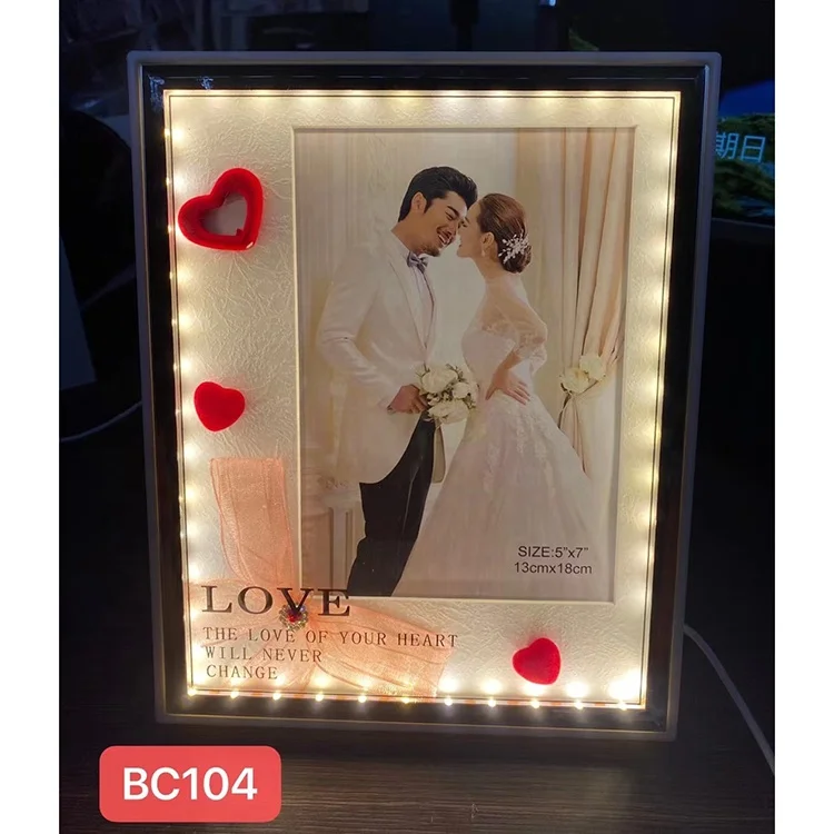 NEW led Light Photo Frames Crystal Sublimation Glass Frame Picture Wholesale Wedding Photo Frame as Memorial Gifts portafotos
