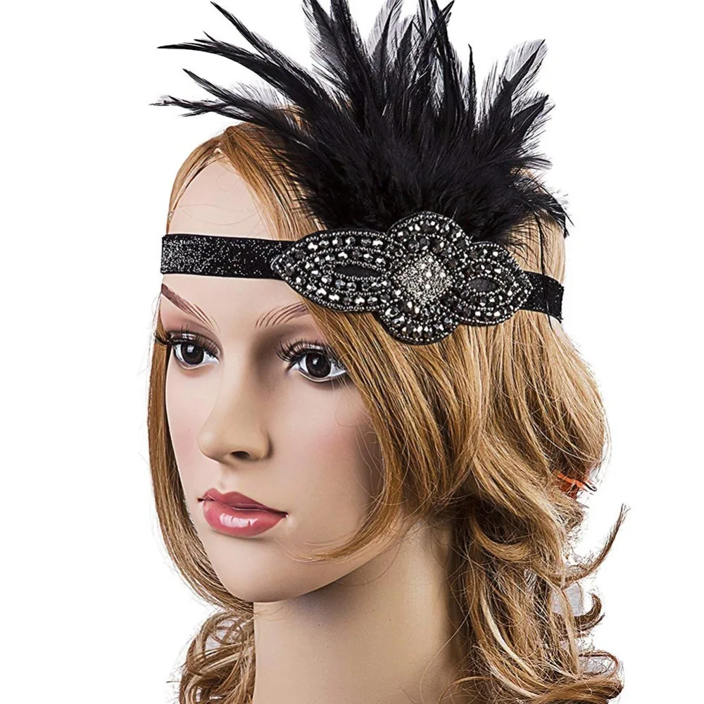 1920s Costume Accessories Fancy Dress Flapper Hairband Necklace Earrings Gloves Watch Hat And Plastic Holder Set Ecoparty