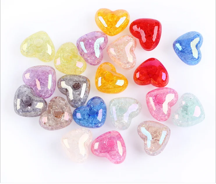 Color plated single hole acrylic crack love beads head rope jewelry DIY handmade materials manufacturers direct scattered beads