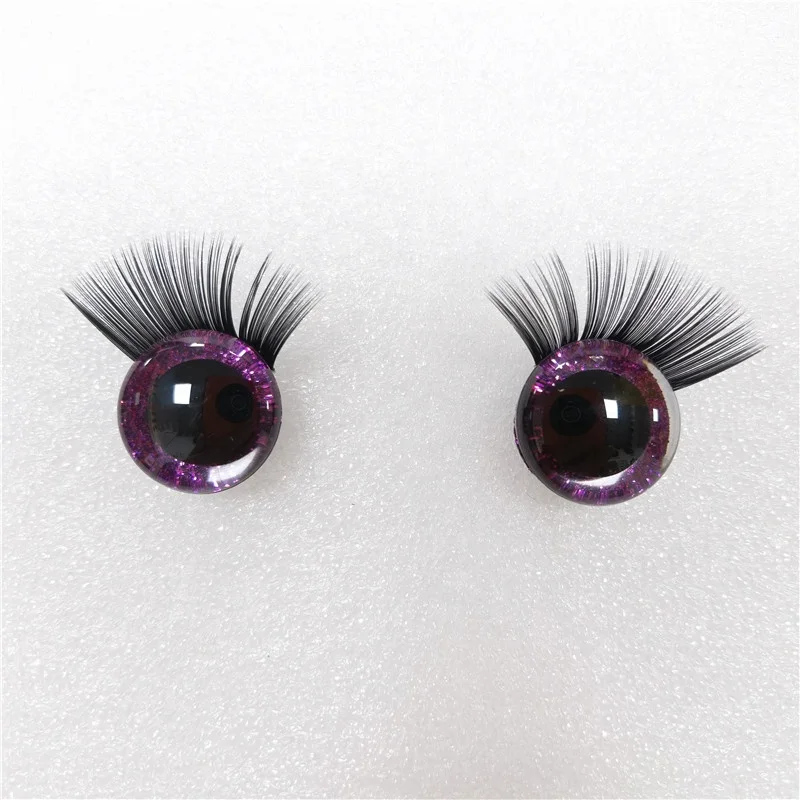 16mm Amigurumi Safety Eyes With Eyelashes Colored Glitter Fake Eyelashes Eyes For Doll Crochet Toy Stuffed Animal Bear DIY