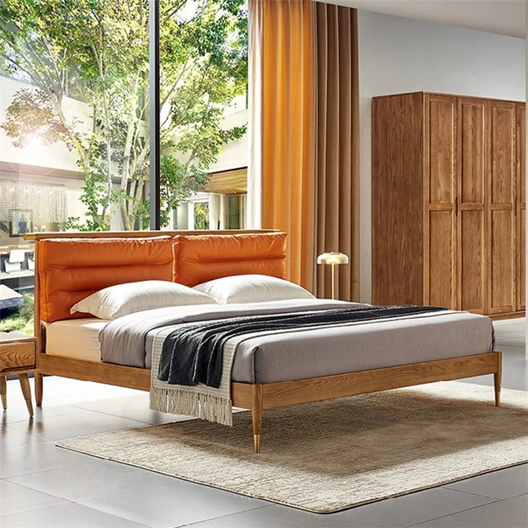 Luxury Solid Wood Teen Bedroom Slatted Adjustable Bed Double Bedroom Sets Bed On Sale Wooden Beds