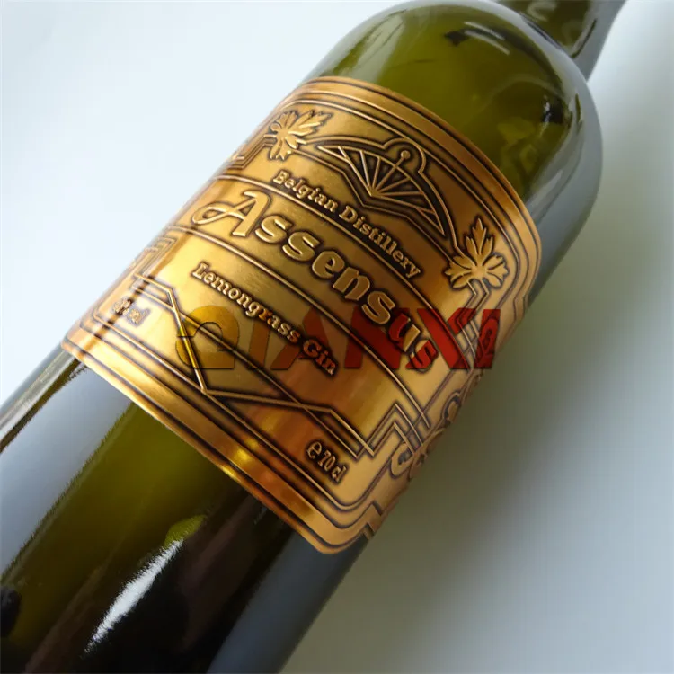 Водонепроницаемая черная винная этикетка с принтом золотой фольги винные этикетки