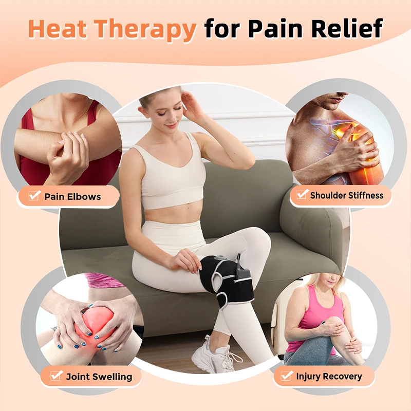 Portable Cordless Knee Heat Warmer Therapy Pad Custom Logo Knee Joint Arthritis Relief Physiotherapy Electric Heated Knee Pad