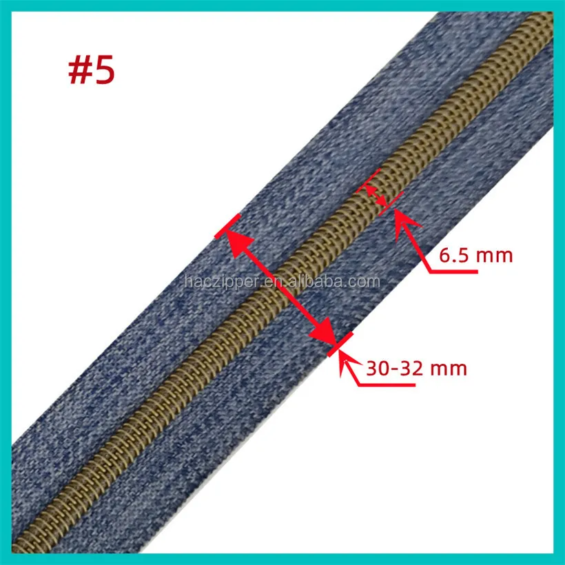 #5 Denim tape rainbow  nylon zipper