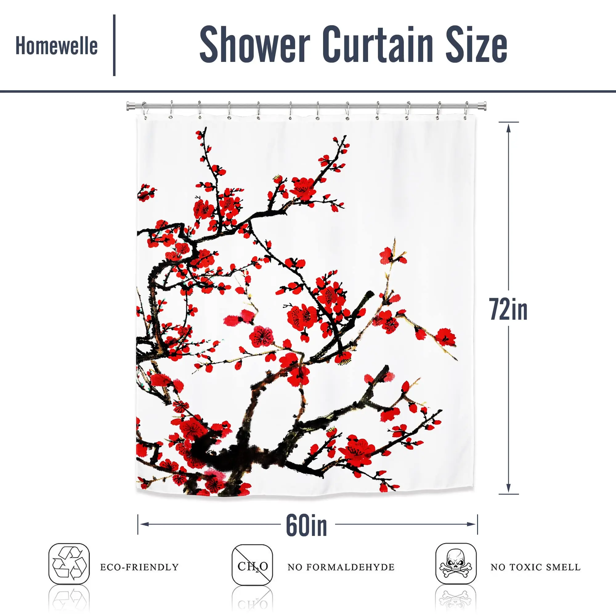 Amazon Bathroom Flower Pattern Pvc Shower Curtain, Manufacturers Prefect Plum Blossom Designer Shower Curtains/