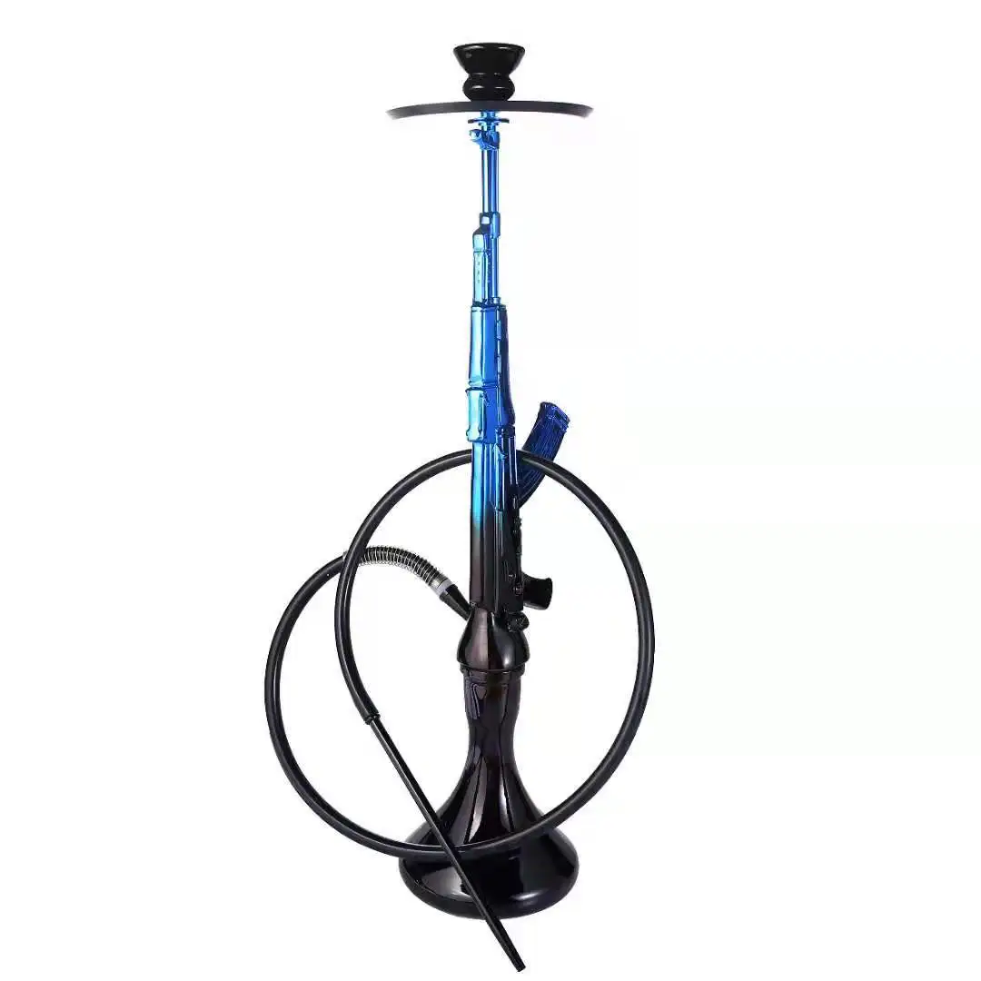 Wholesale AK 47 Hot Sale Shisha Hookah Narguile China Gun Shape Big Smoking Shisha Hukka set with silicone pipe accessories