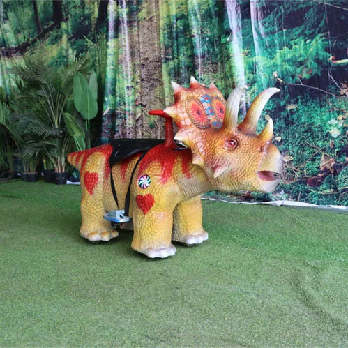 Mini Electric Dinosaur Ride for Kids Battery Motorized Metal Toy for Indoor & Adventure Park Use
