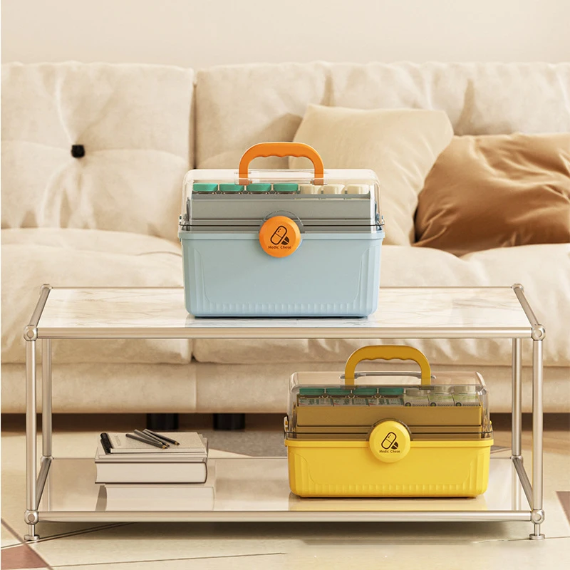 2023 New Items Outdoor Multifunction Three Layers Pill Container Plastic Medicine Travel Pill Box With Handle