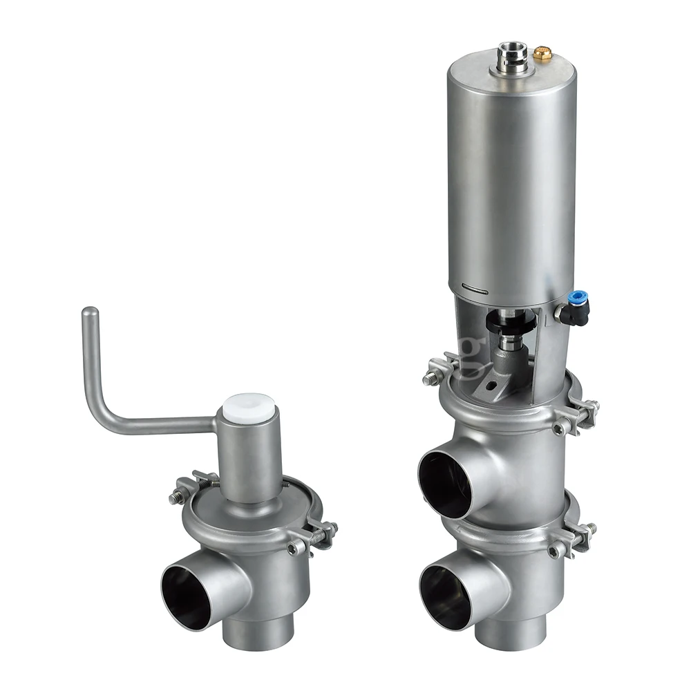 Sanitary reversing valve intelligent divert valve with control unit