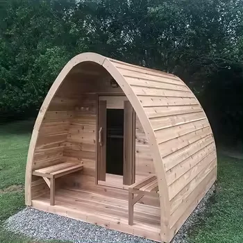 Outdoor sauna rain drop tradition cedar wood outdoor dome sauna dry steam room barrel sauna with panoramic wood fired stove