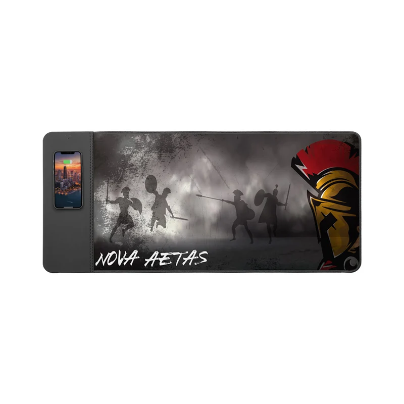 Black Rubber Custom Size Big Game Large Gaming  Computer Waterproof  Mouse Mat Pad With Built In 15W Wireless Charger