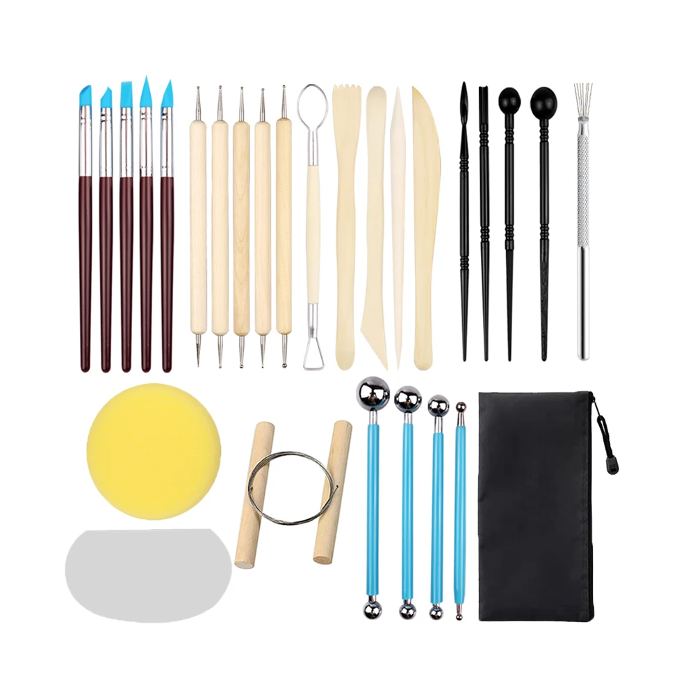 Wholesale Ceramic Carving Tools Ceramic Wire Cutter Art Sponge Double Headed Stainless Steel Indentation Tool Art Supplies