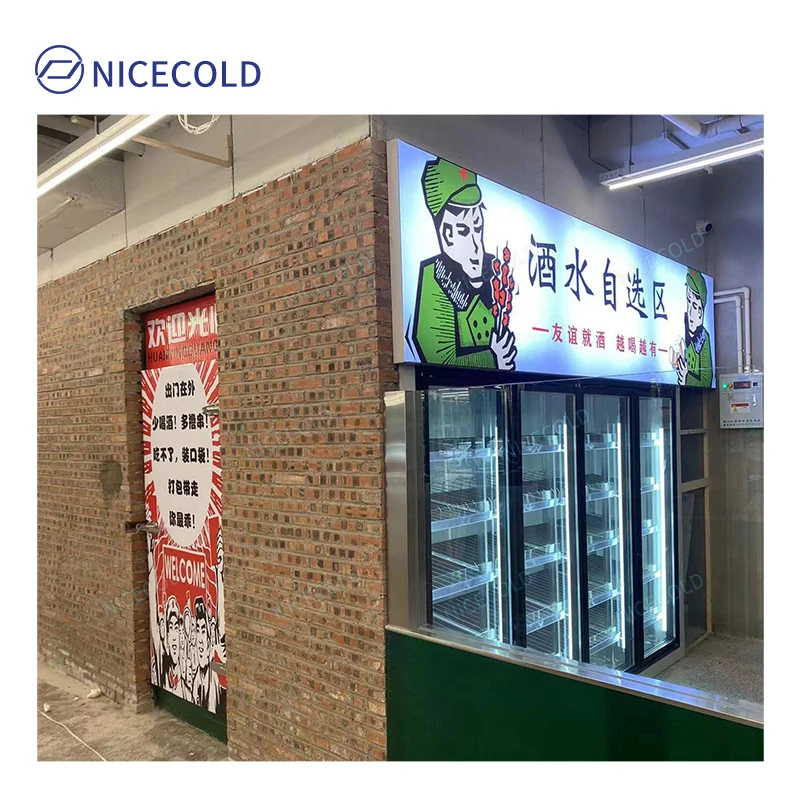 Custom Efficient Display Cold Room Glass Door Walk-In Cooler for Supermarkets