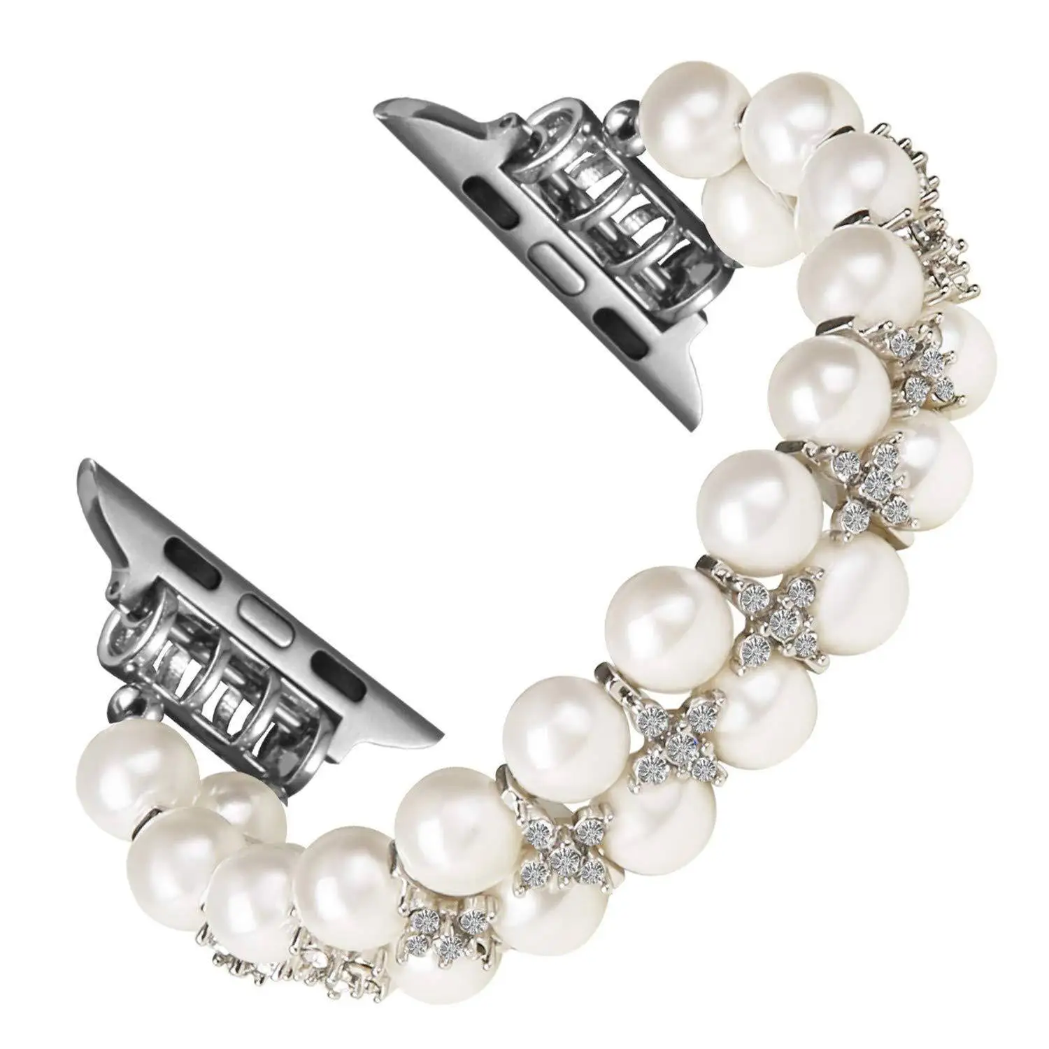 Pearl Stainless Steel Chain Watch Band Replacement Strap 38/40/41/42/44/45/49 MM Mens Watches