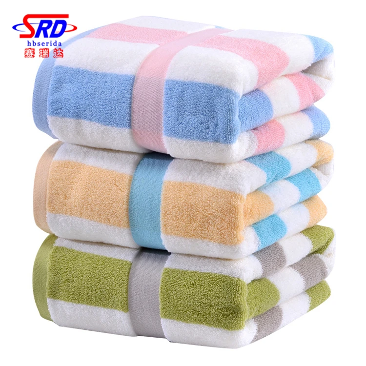 Махровое пляжное банное полотенце из 100% хлопка, большое полотенце в полоску для отеля, бассейна