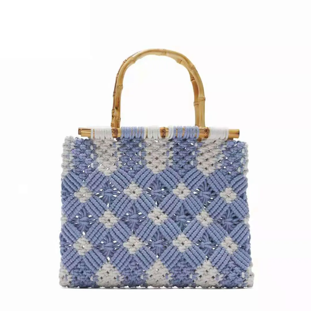 Summer Straw Braided Beach Square Bag Woven straw and rattan handbag