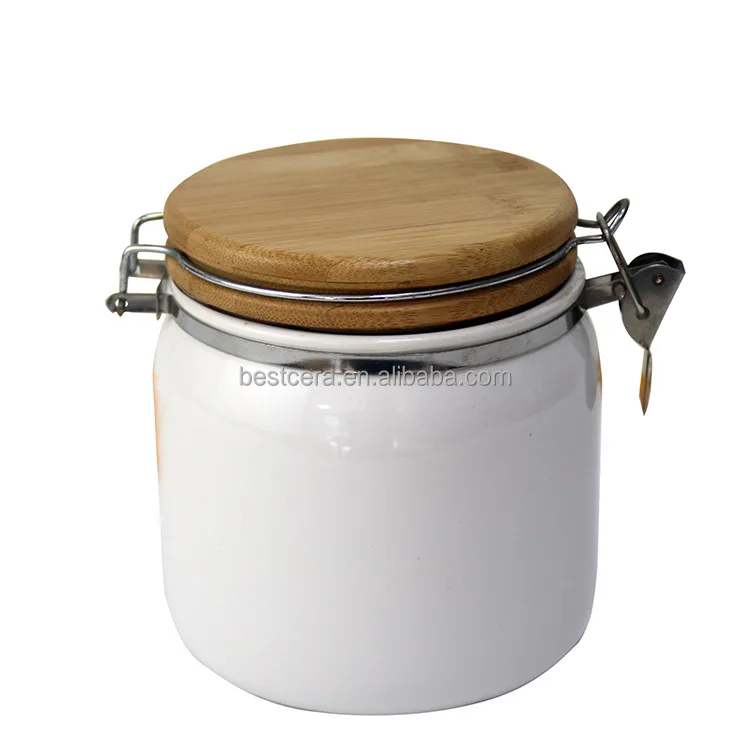 Nordic Ceramic Storage Jars Canisters Jam Jar Silicone Seal Ceramic Tea Jar with Locked Bamboo Lid