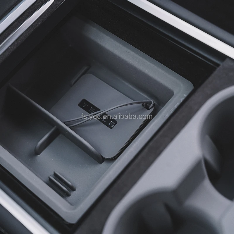 Center Console Armrest Storage Box PMMA and Silicone Central Control Organizer Container Car Accessories For Model 3/Y