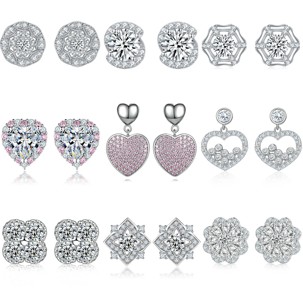 Wholesale 925 silver Jewelry Huggie Earrings Sapphire Birthstone Round Zircon Drop Earrings