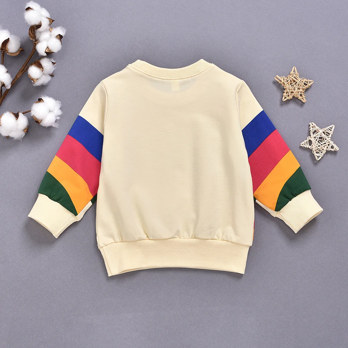Wholesale Pure  Cotton Top Multi Color Striped Printed Round Neck Blouse Girls New Style Clothes