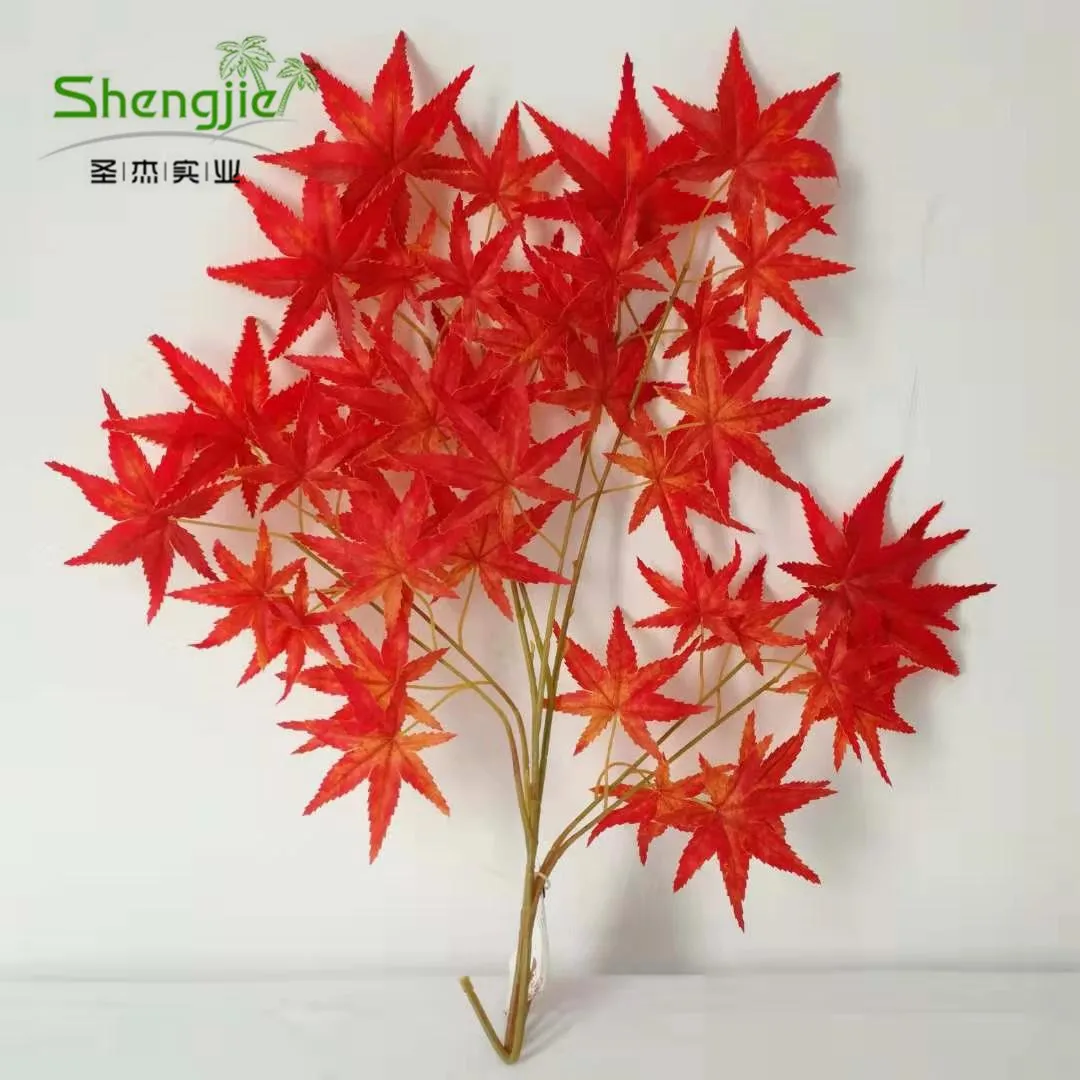 SJWS2014070409 Guangzhou manufacturer hot sell garden decorative syntheticfabric white color artificial maple leaf