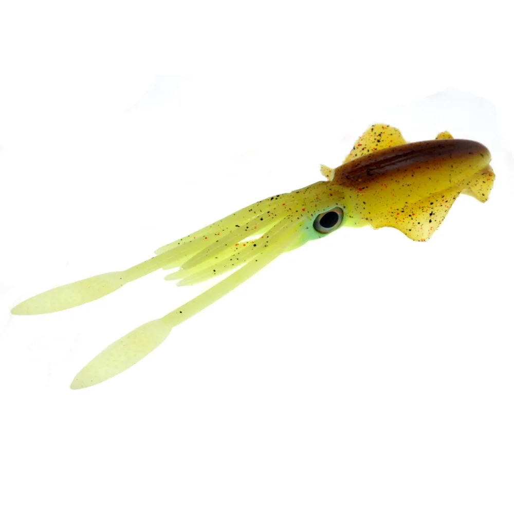 Lureking Wholesale 15g 15cm Deap Sea Squid Fishing Lure Luminous UV Octopus Silicone Rubber Jig Trolling Bait HX07A