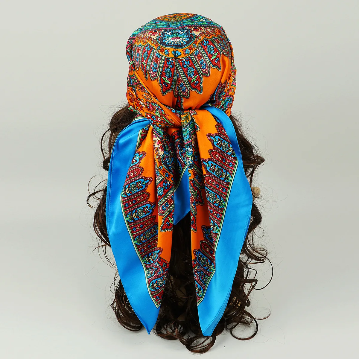 Vintage Scarfs Silk Paisley Satin Silk Scarves 90x90 Print Silk Scarf Satin Hijab For Woman