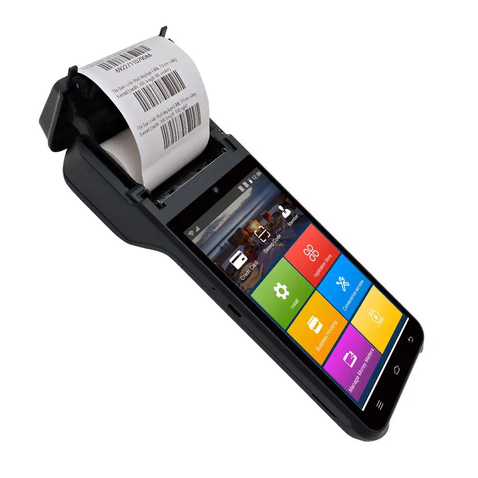 Android 13 thermal label bill machine 4G GPS NFC contactless payment all in one cash register cheap mini touch pos system