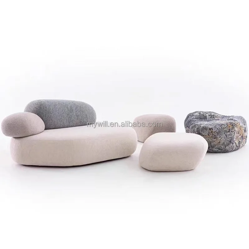 Italian villa pebble sofa, Italian wabi sabi style artistic creative module, rock fabric sofa combination