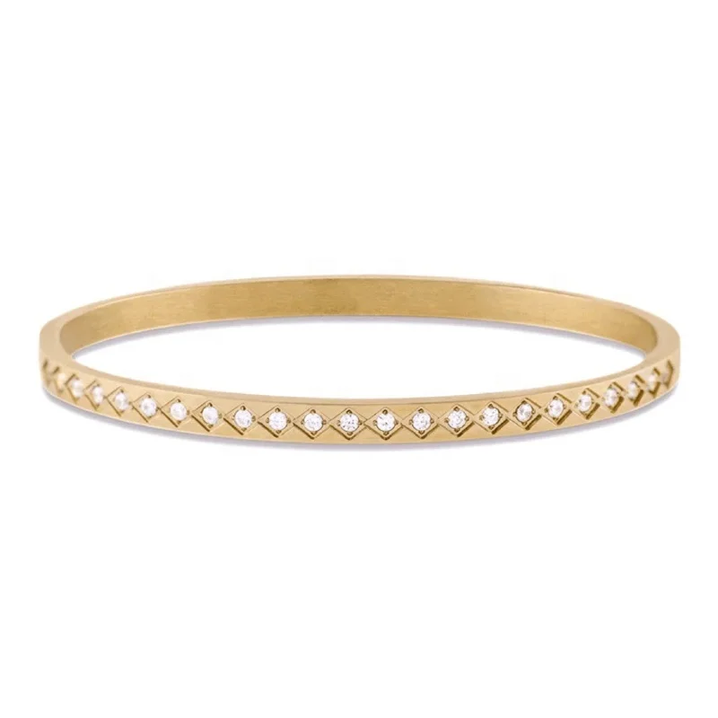 18k Gold Plated Star Zircon Stainless Steel Bracelets For Women Jewelry Vintage Anti Tarnish Open Colorful CZ Bracelet Bangle