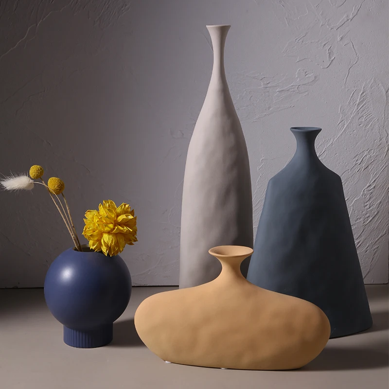 Nordic style minimalist home decoration blank art flower vase Chinese plain embryo ceramic vase