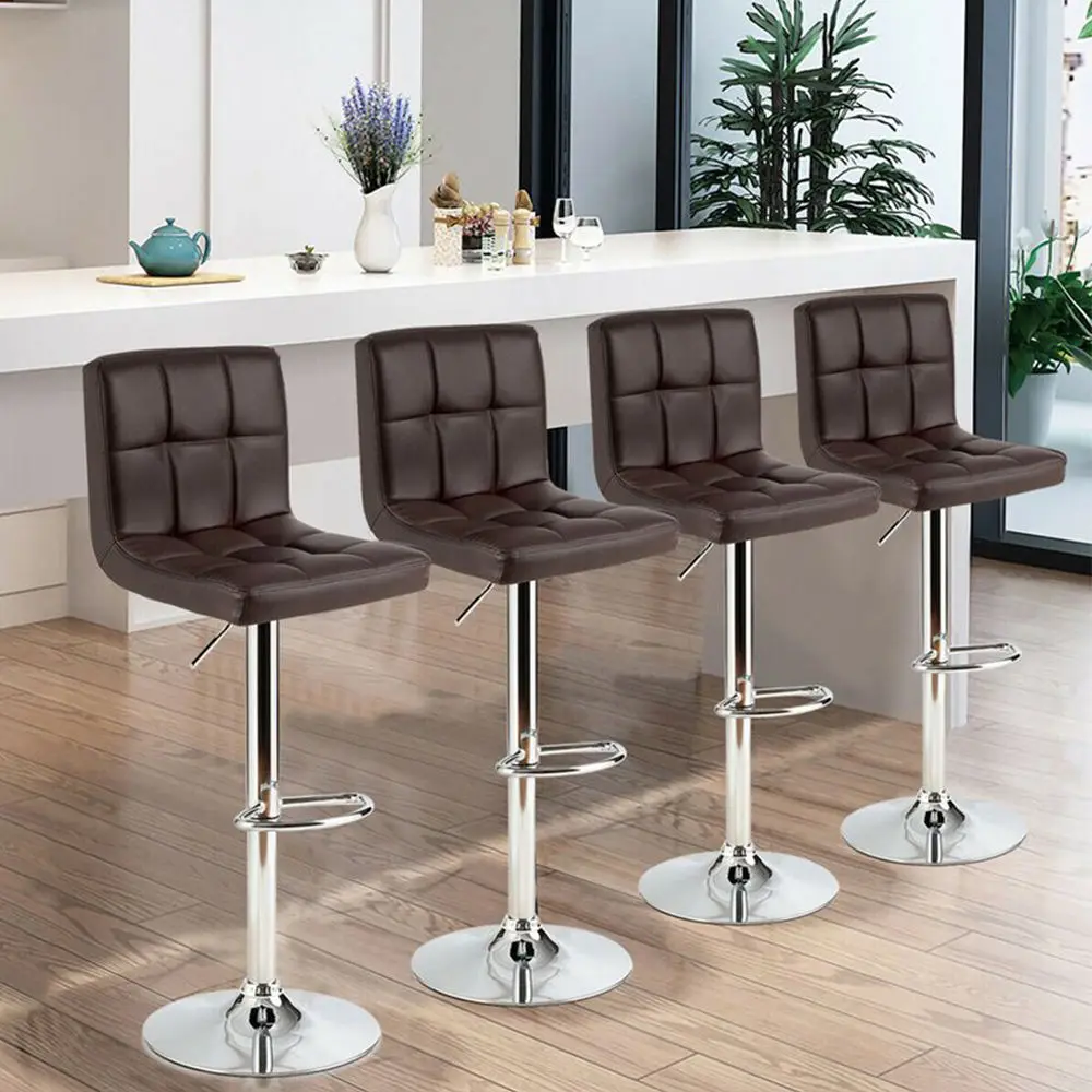 Customized Modern Synthetic Leather Adjustable Swivel Gas Lift Designer Kitchen Counter Bar Stool Chairs
