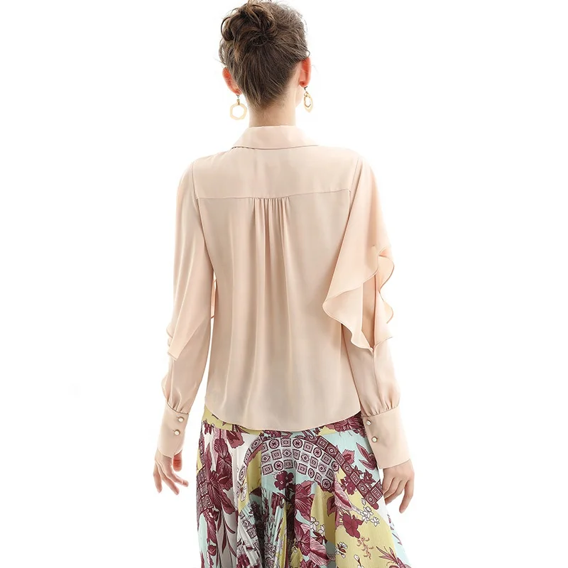 NT067 customize OEM ODM blouses Fall High Quality office elegant Chiffon blouse factory for women
