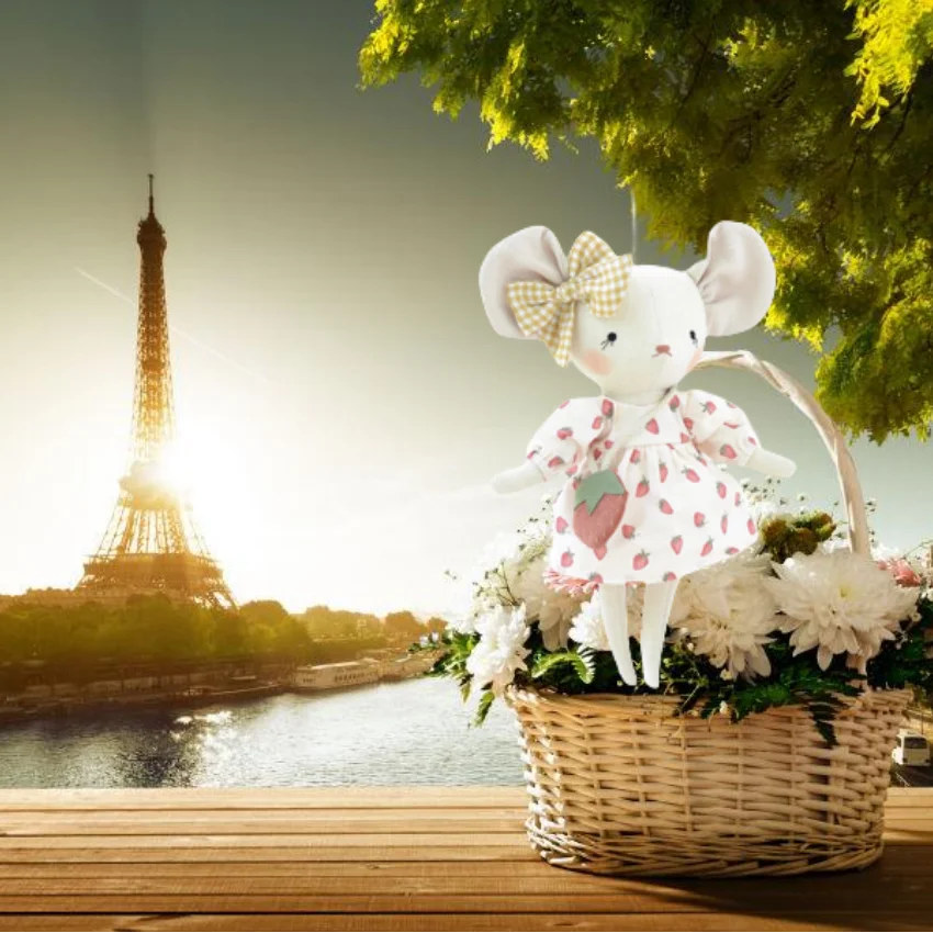 Soft and Cute Plush Fabric  Mouse  Doll Flower Skirt Wearing Bow Home Decoration Toys