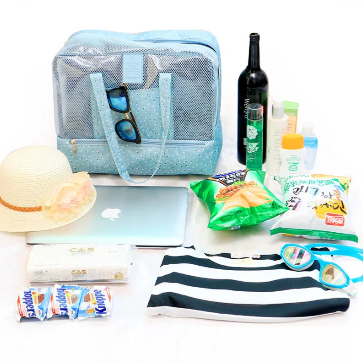 Custom Beach swim storage tote bag Dry wet separate male female bag fashion travel Toiletry wash bag