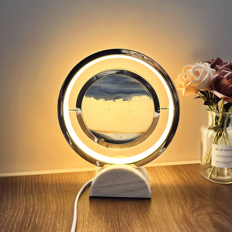 Wholesale Quicksand Painting Ornament LED Table Lamp Moving Sand Art Picture Flowing Sand room decor light bed lamp